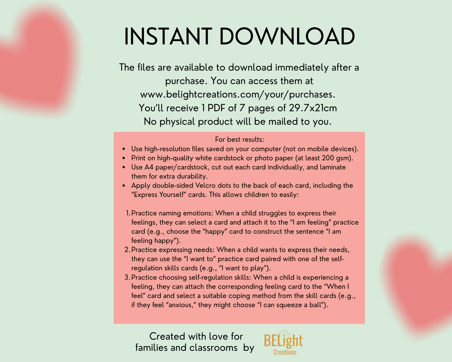 Feelings & Emotions Cards with Self-Regulating skills for Kids