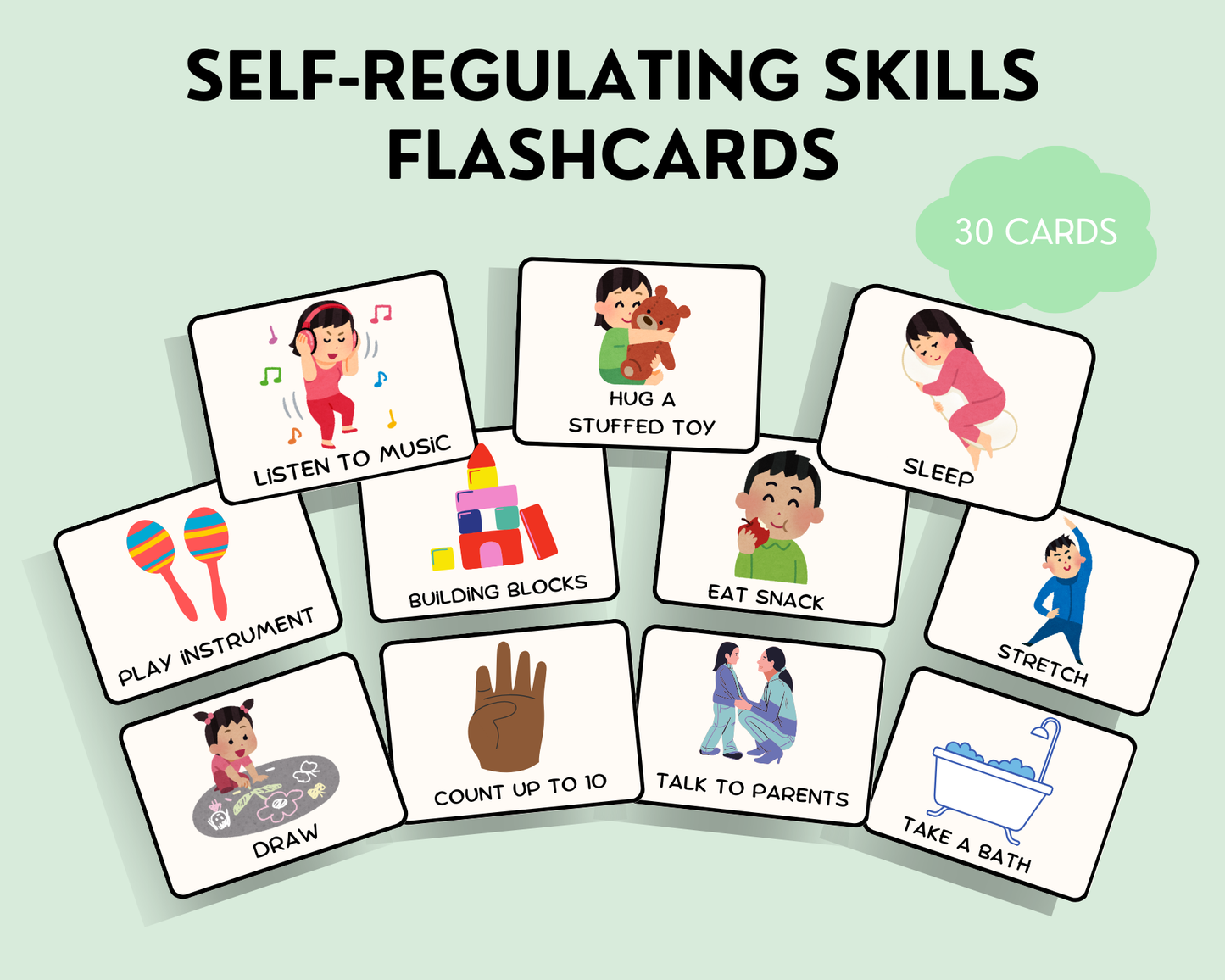 Feelings & Emotions Cards with Self-Regulating skills for Kids