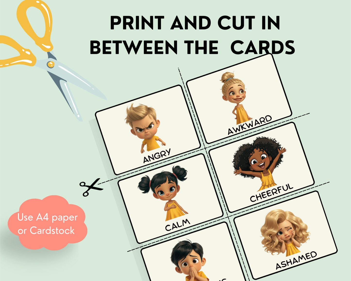 Feelings & Emotions Cards with Self-Regulating skills for Kids