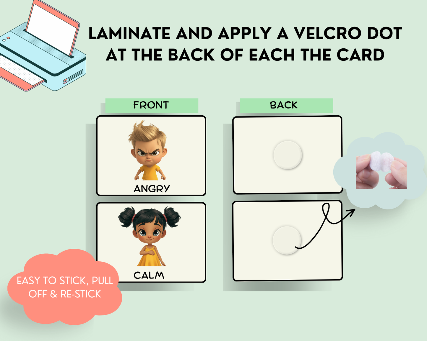 Feelings & Emotions Cards with Self-Regulating skills for Kids